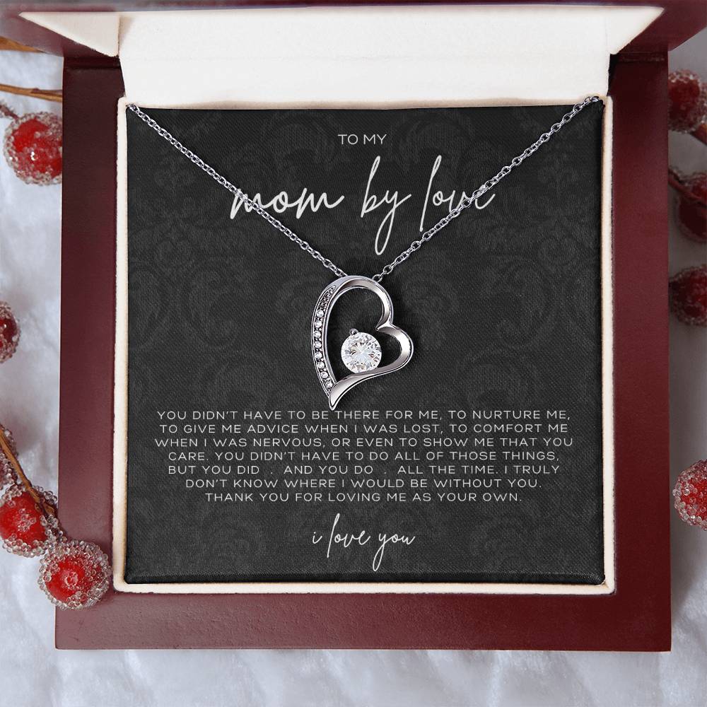 Forever Love Heart Necklace – Meaningful Gift for Mom by Love, Sentimental Jewelry from Stepson or Stepdaughter, Thank You for Loving Me as Your Own