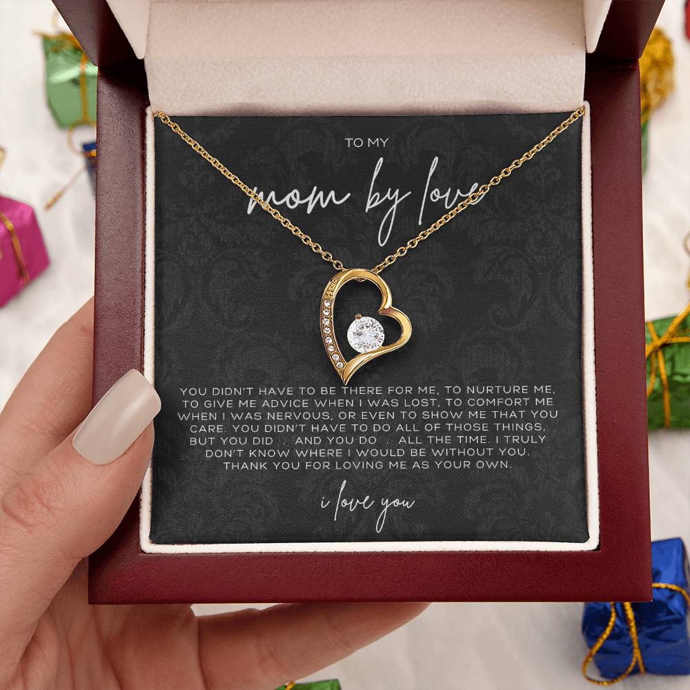 Forever Love Heart Necklace – Meaningful Gift for Mom by Love, Sentimental Jewelry from Stepson or Stepdaughter, Thank You for Loving Me as Your Own