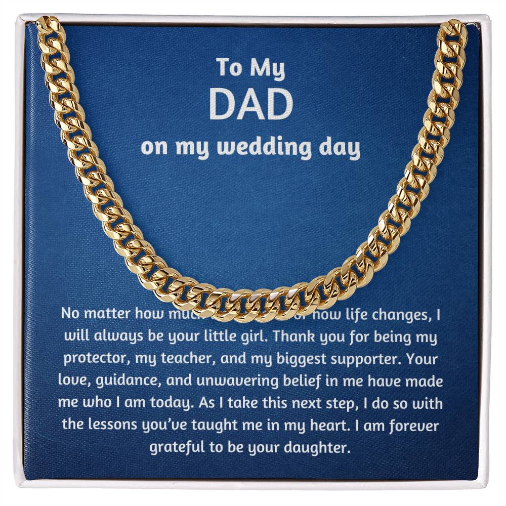 Men’s Cuban Link Chain – Wedding Day Gift for Dad, Stainless Steel or 14K Gold, Adjustable Necklace, Sentimental Gift from Daughter
