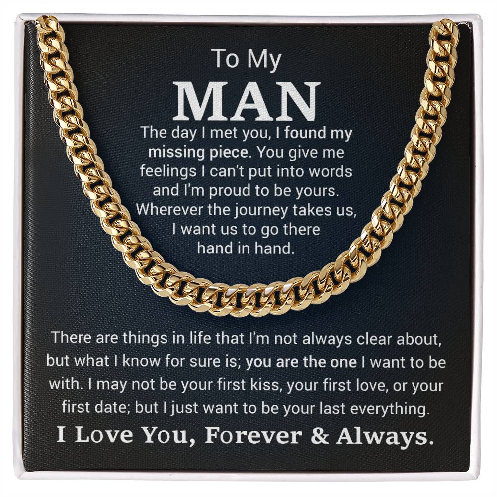Men’s Cuban Link Chain – Sentimental Gift for Boyfriend or Husband, Stainless Steel or 14K Gold, Adjustable Necklace, Romantic Gift for Him
