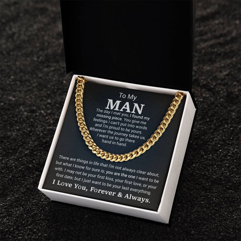 Men’s Cuban Link Chain – Sentimental Gift for Boyfriend or Husband, Stainless Steel or 14K Gold, Adjustable Necklace, Romantic Gift for Him