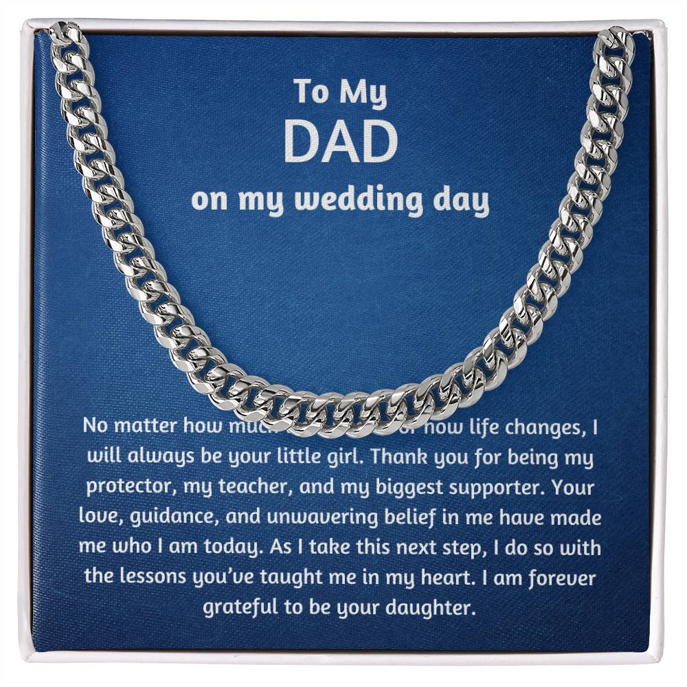 Men’s Cuban Link Chain – Wedding Day Gift for Dad, Stainless Steel or 14K Gold, Adjustable Necklace, Sentimental Gift from Daughter