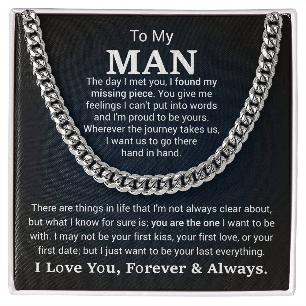 Men’s Cuban Link Chain – Sentimental Gift for Boyfriend or Husband, Stainless Steel or 14K Gold, Adjustable Necklace, Romantic Gift for Him