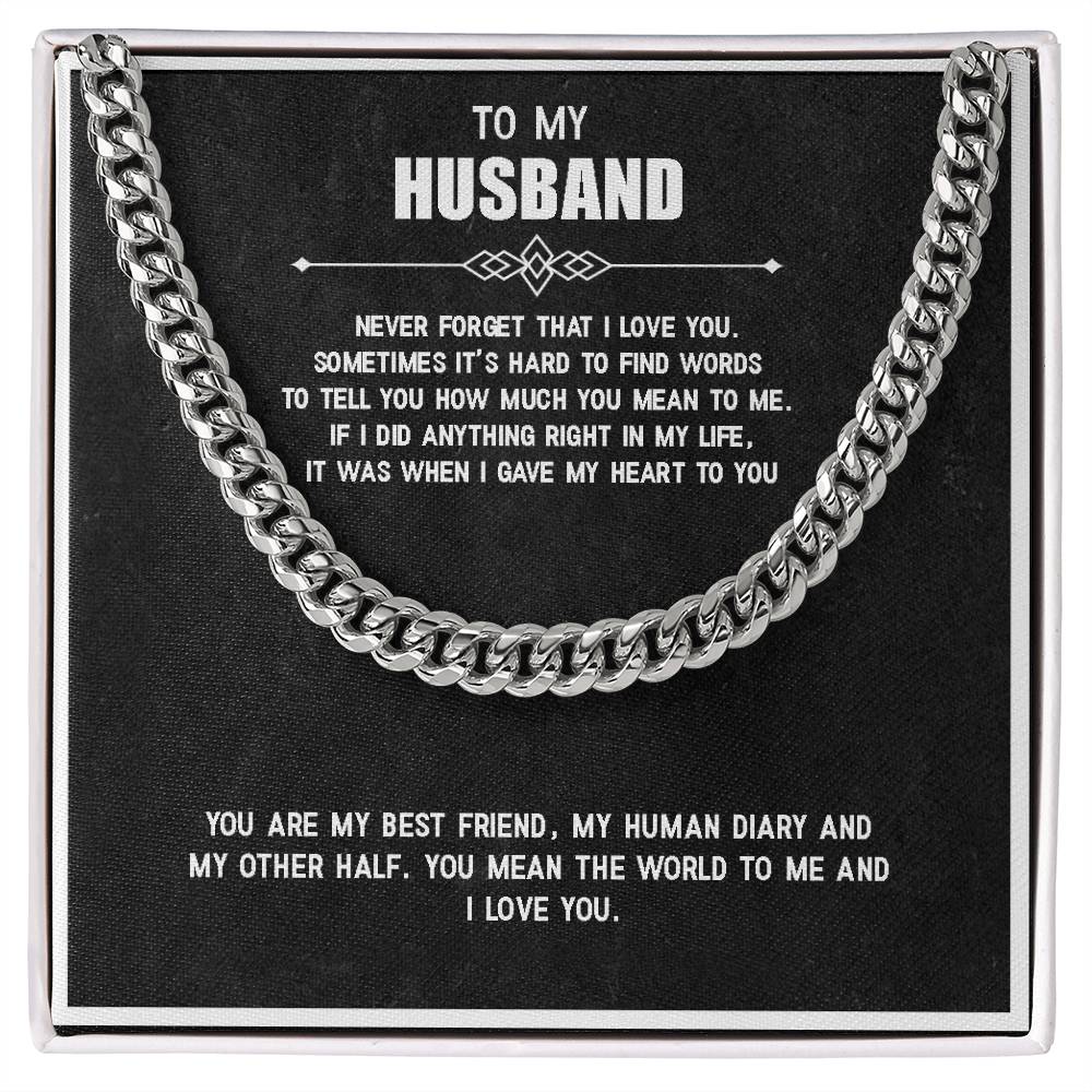 Men’s Cuban Link Chain – Love You Forever Gift for Husband, Stainless Steel or 14K Gold, Adjustable Necklace, Anniversary or Birthday Gift
