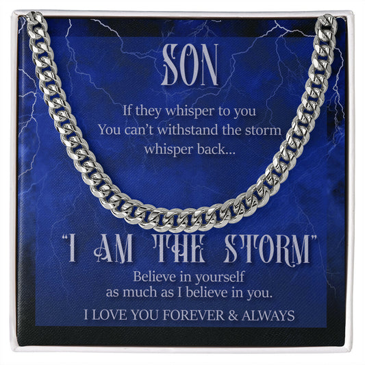 Men’s Cuban Link Chain – Inspirational Gift for Son, Stainless Steel or 14K Gold, Adjustable Necklace, Motivational Gift from Mom or Dad