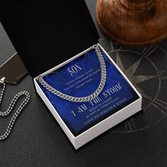 Men’s Cuban Link Chain – Inspirational Gift for Son, Stainless Steel or 14K Gold, Adjustable Necklace, Motivational Gift from Mom or Dad