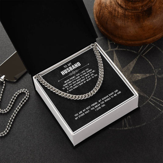 Men’s Cuban Link Chain – Love You Forever Gift for Husband, Stainless Steel or 14K Gold, Adjustable Necklace, Anniversary or Birthday Gift