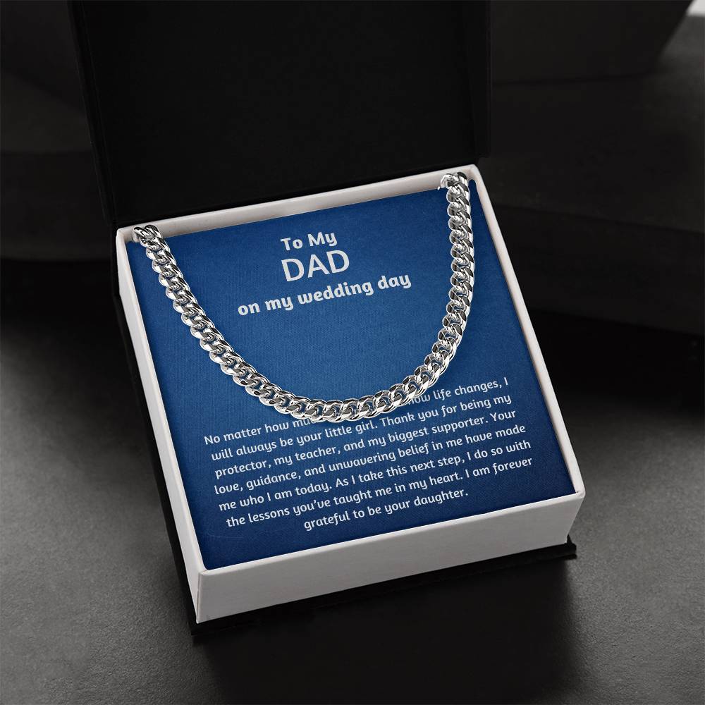 Men’s Cuban Link Chain – Wedding Day Gift for Dad, Stainless Steel or 14K Gold, Adjustable Necklace, Sentimental Gift from Daughter