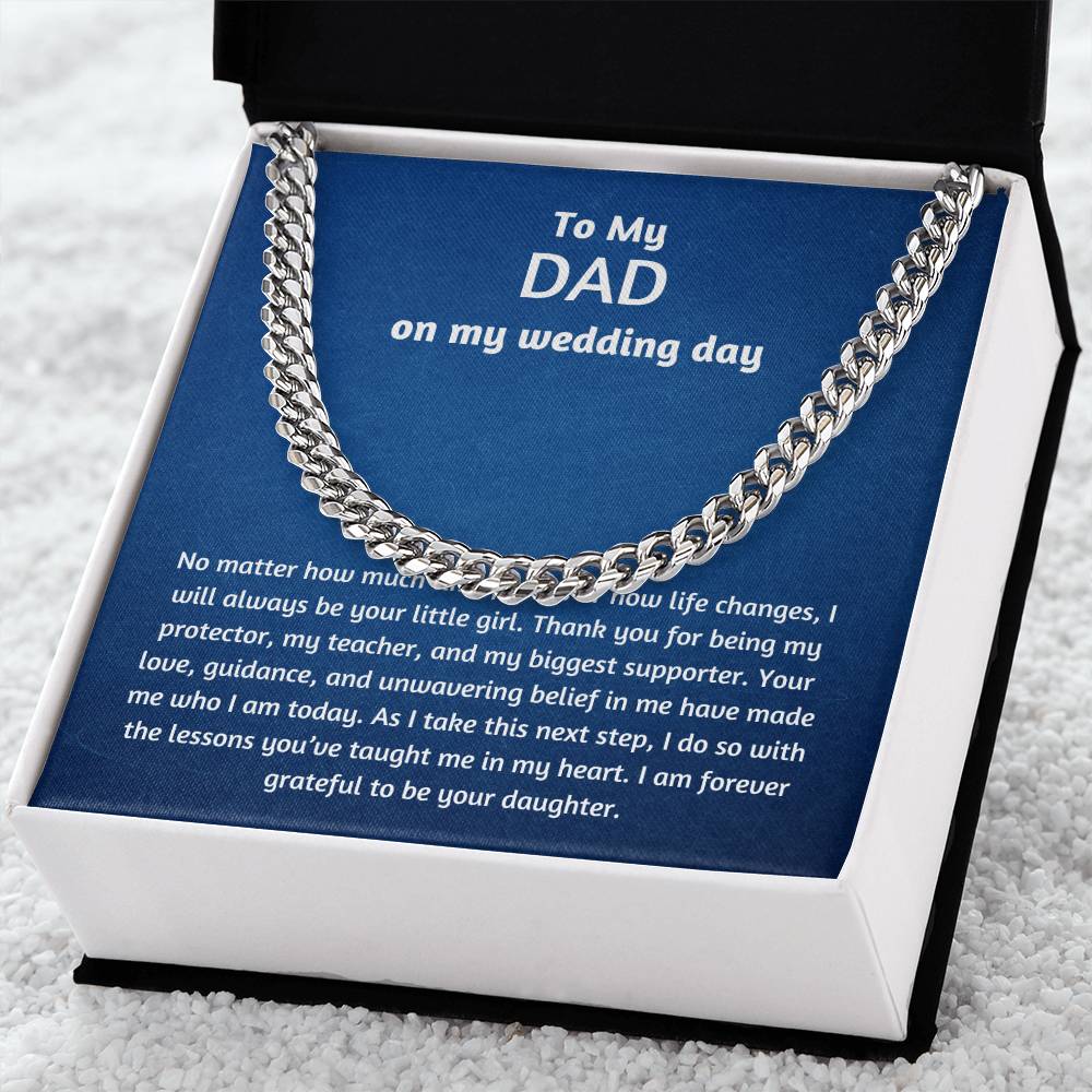 Men’s Cuban Link Chain – Wedding Day Gift for Dad, Stainless Steel or 14K Gold, Adjustable Necklace, Sentimental Gift from Daughter