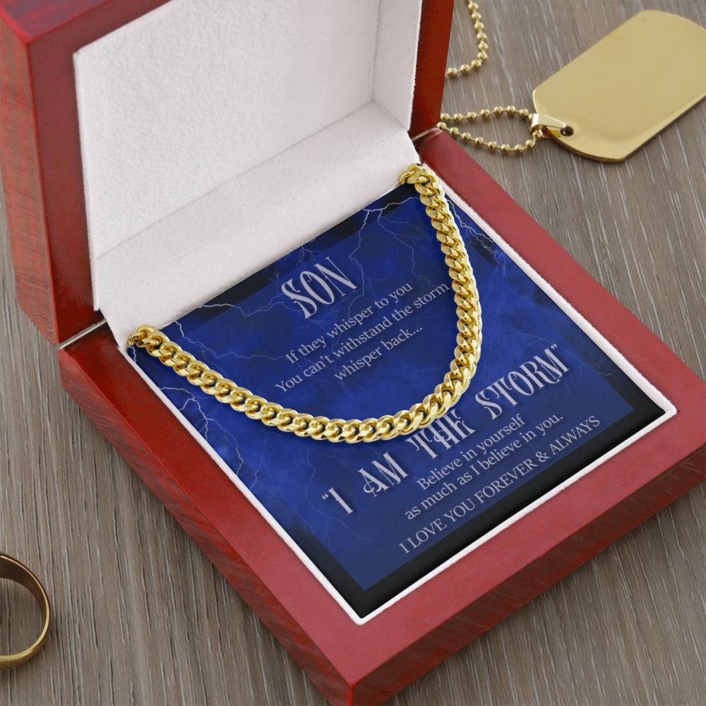 Men’s Cuban Link Chain – Inspirational Gift for Son, Stainless Steel or 14K Gold, Adjustable Necklace, Motivational Gift from Mom or Dad