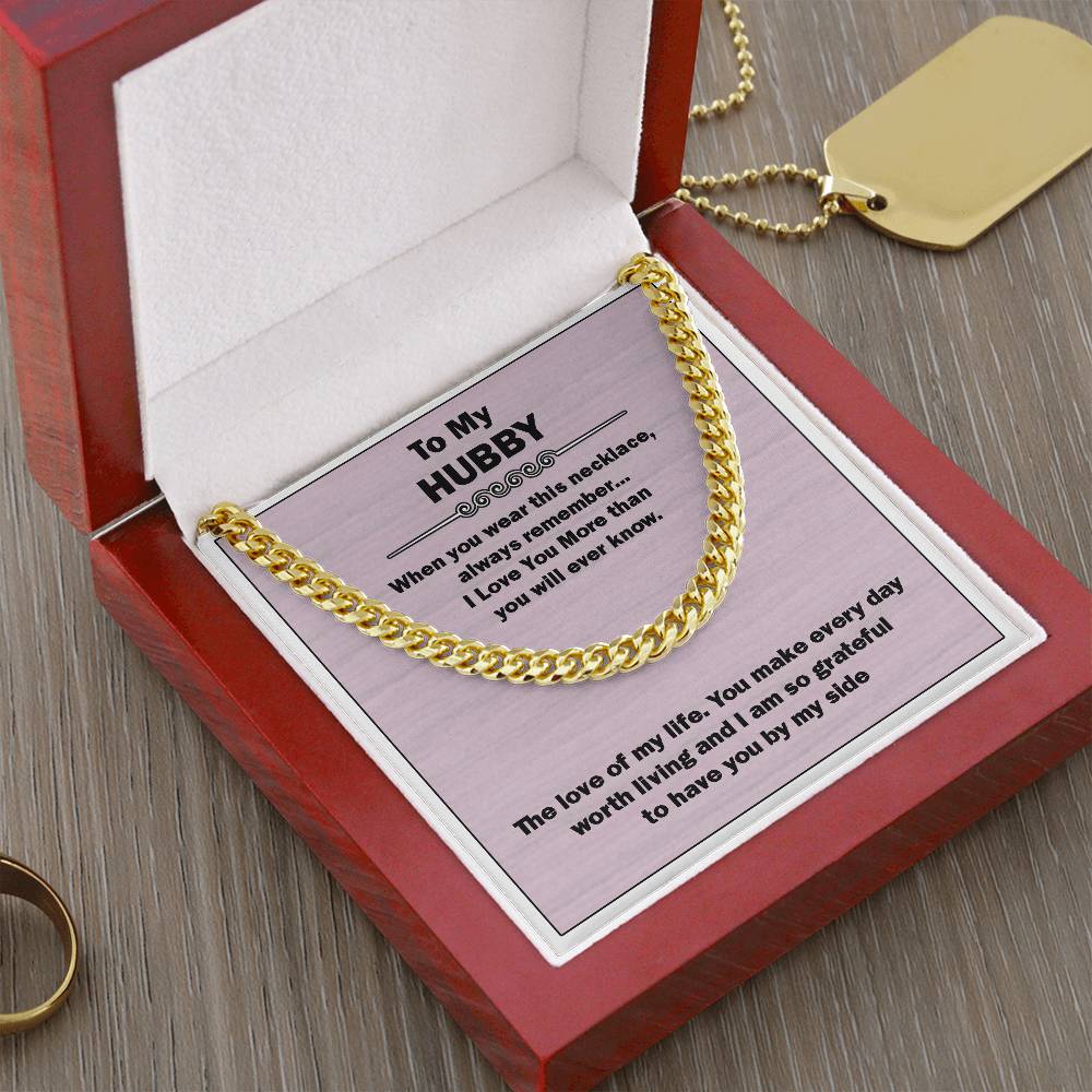 Men’s Cuban Link Chain – Love You More Gift for Husband, Stainless Steel or 14K Gold, Adjustable Necklace, Thoughtful Anniversary Gift