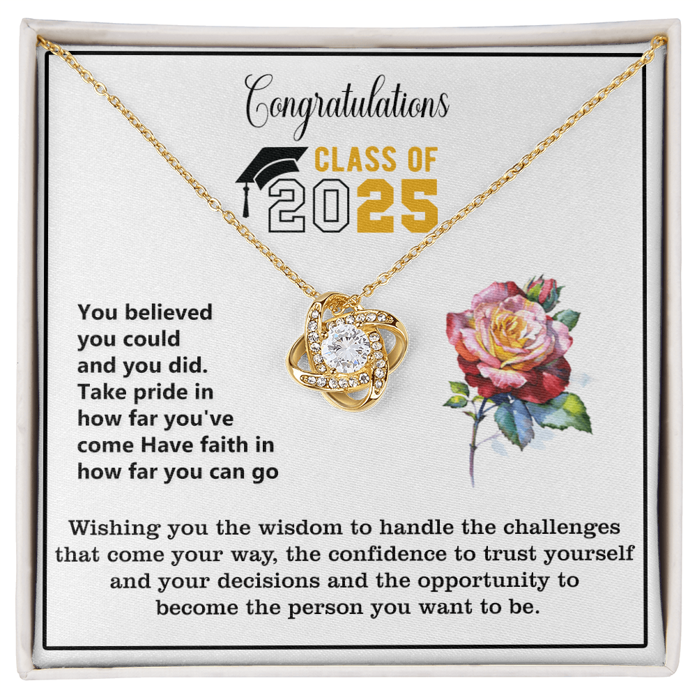 Graduation Day Present - Love Knot Necklace - Best Graduation Gift for College or High School Grad