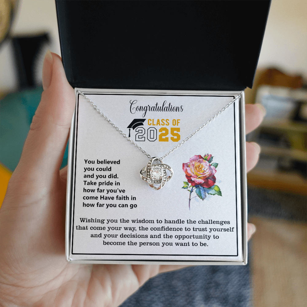 Graduation Day Present - Love Knot Necklace - Best Graduation Gift for College or High School Grad
