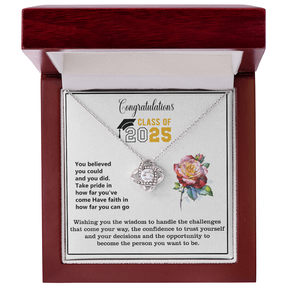 Graduation Day Present - Love Knot Necklace - Best Graduation Gift for College or High School Grad