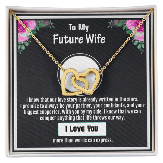 To My Future Wife –Interlocking Hearts Necklace- Emotional Love Note Jewelry Message Card – A Beautiful Gift from Husband-to-Be with Words of Forever Commitment