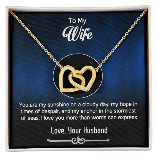 To My Wife – Interlocking Hearts Necklace - You Are My Everything – Thoughtful Jewelry Gift from Husband with Heartfelt Message, Best Gift For Birthday