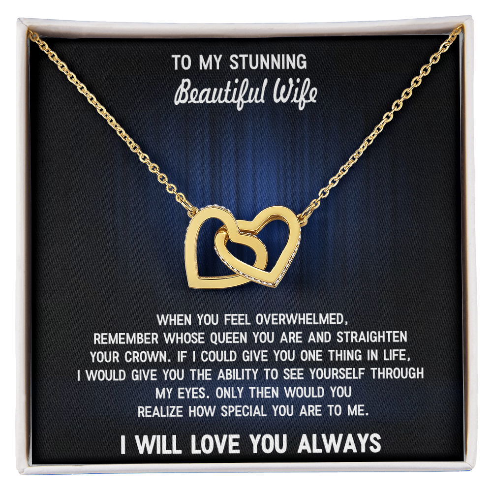 To My Beautiful Wife – Interlocking Hearts Necklace - Sentimental Gift from Husband – I Love You Forever Message – Perfect Romantic Surprise