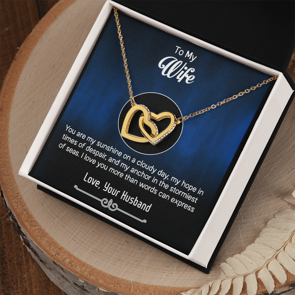 To My Wife – Interlocking Hearts Necklace - You Are My Everything – Thoughtful Jewelry Gift from Husband with Heartfelt Message, Best Gift For Birthday