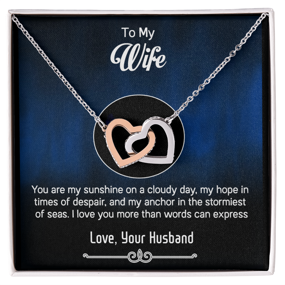To My Wife – Interlocking Hearts Necklace - You Are My Everything – Thoughtful Jewelry Gift from Husband with Heartfelt Message, Best Gift For Birthday