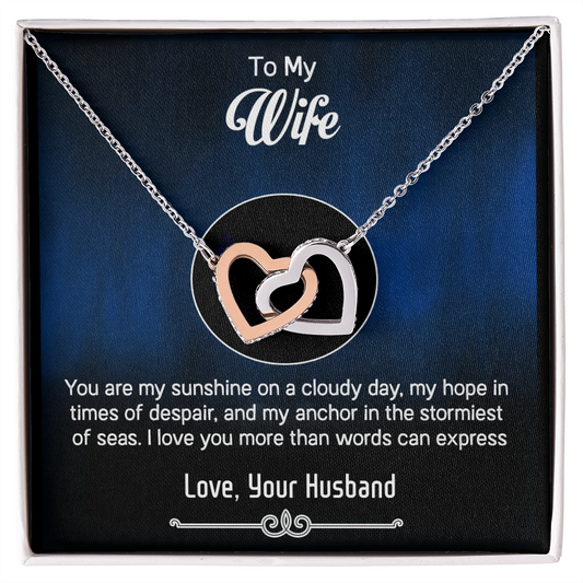 To My Wife – Interlocking Hearts Necklace - You Are My Everything – Thoughtful Jewelry Gift from Husband with Heartfelt Message, Best Gift For Birthday