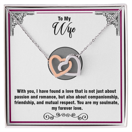 To My Wife – Interlocking Hearts Necklace- Emotional Gift from Husband with a Loving Message About Partnership and Devotion – A Beautiful Expression of Love for Any Occasion