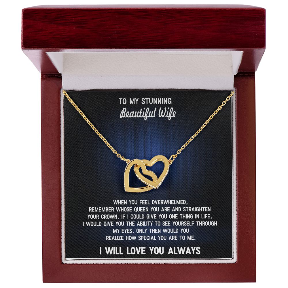 To My Beautiful Wife – Interlocking Hearts Necklace - Sentimental Gift from Husband – I Love You Forever Message – Perfect Romantic Surprise