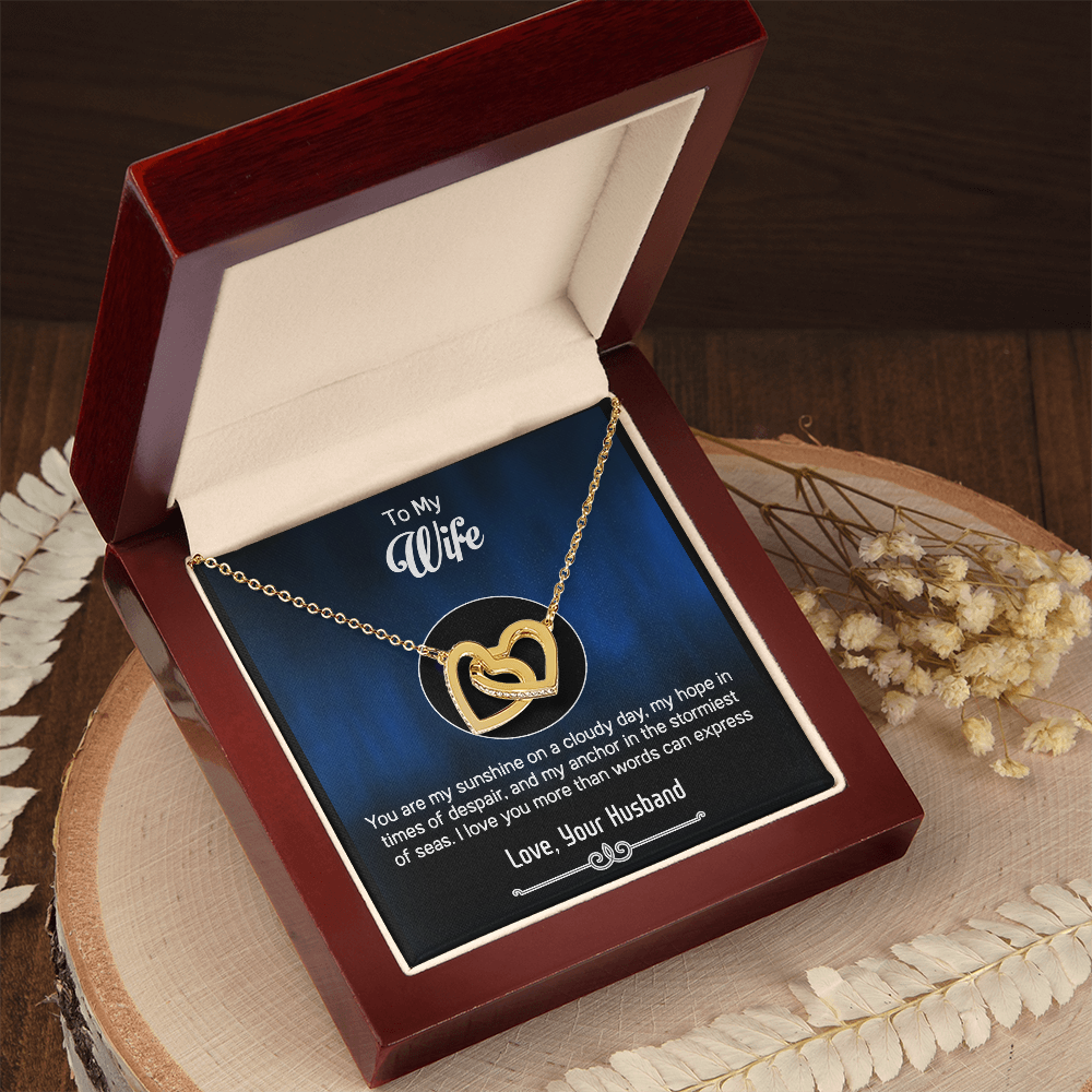 To My Wife – Interlocking Hearts Necklace - You Are My Everything – Thoughtful Jewelry Gift from Husband with Heartfelt Message, Best Gift For Birthday