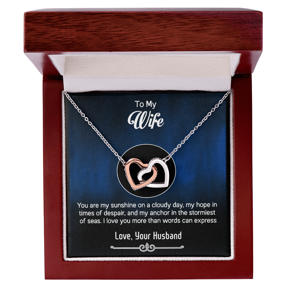 To My Wife – Interlocking Hearts Necklace - You Are My Everything – Thoughtful Jewelry Gift from Husband with Heartfelt Message, Best Gift For Birthday