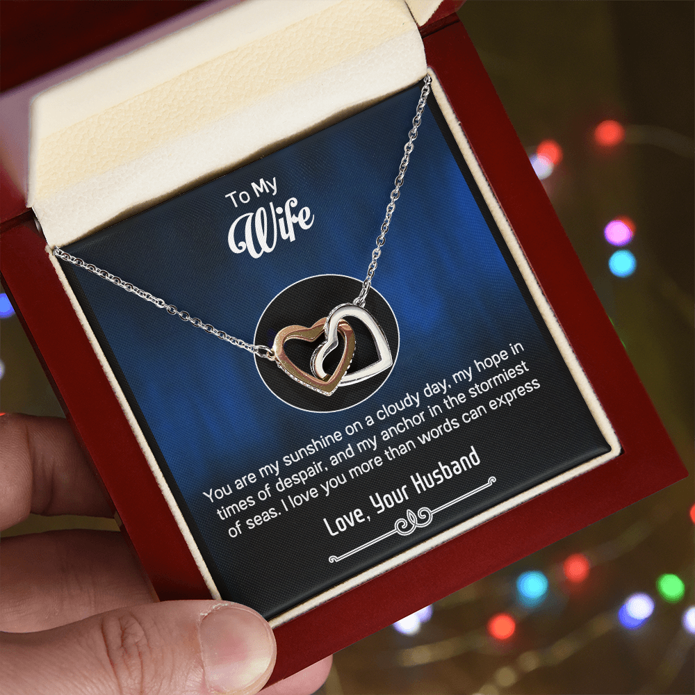 To My Wife – Interlocking Hearts Necklace - You Are My Everything – Thoughtful Jewelry Gift from Husband with Heartfelt Message, Best Gift For Birthday
