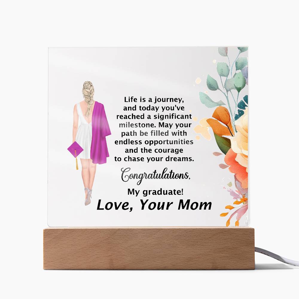 Graduation Day Gift - Beautiful Printed Square Acrylic Plaque to Inspire the Future