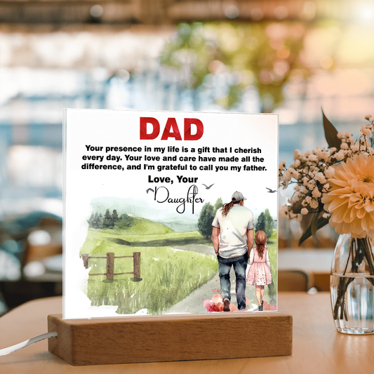 Best Gift For Fathers Day, Square Acrylic Plaque Gift For Fathers Day,  Memorable Gift