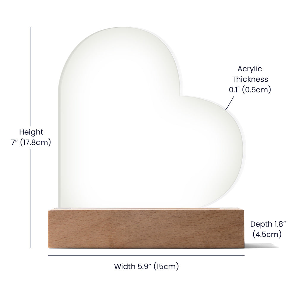 Heart LED Acrylic Plaque for Dad – Father's Day, Birthday, Christmas Gift – Sentimental Poem Night Light