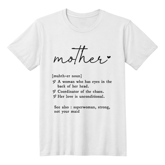 Mother Definition T-Shirt, White Gift for Mom Tee, Bella Canvas 3001 Mother's Day Shirt