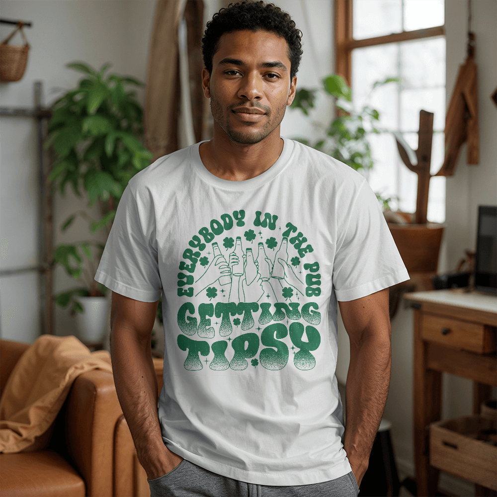 Everybody in the Pub Getting Tipsy T-Shirt Funny St. Patrick's Day Beer Tee Irish Drinking Party Shirt Unisex Bella+Canvas 3001
