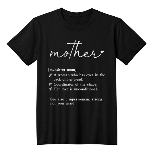 Mother Definition T-Shirt, Black Gift for Mom Tee, Bella Canvas 3001 Mother's Day Shirt