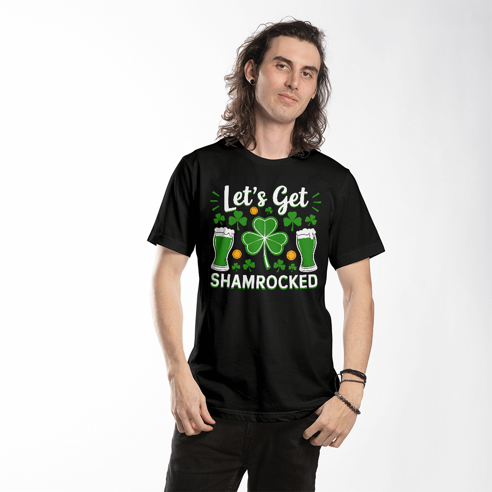 Let's Get Shamrocked T-Shirt Funny St. Patrick's Day Beer Tee Irish Drinking Party Shirt Unisex Bella+Canvas 3001