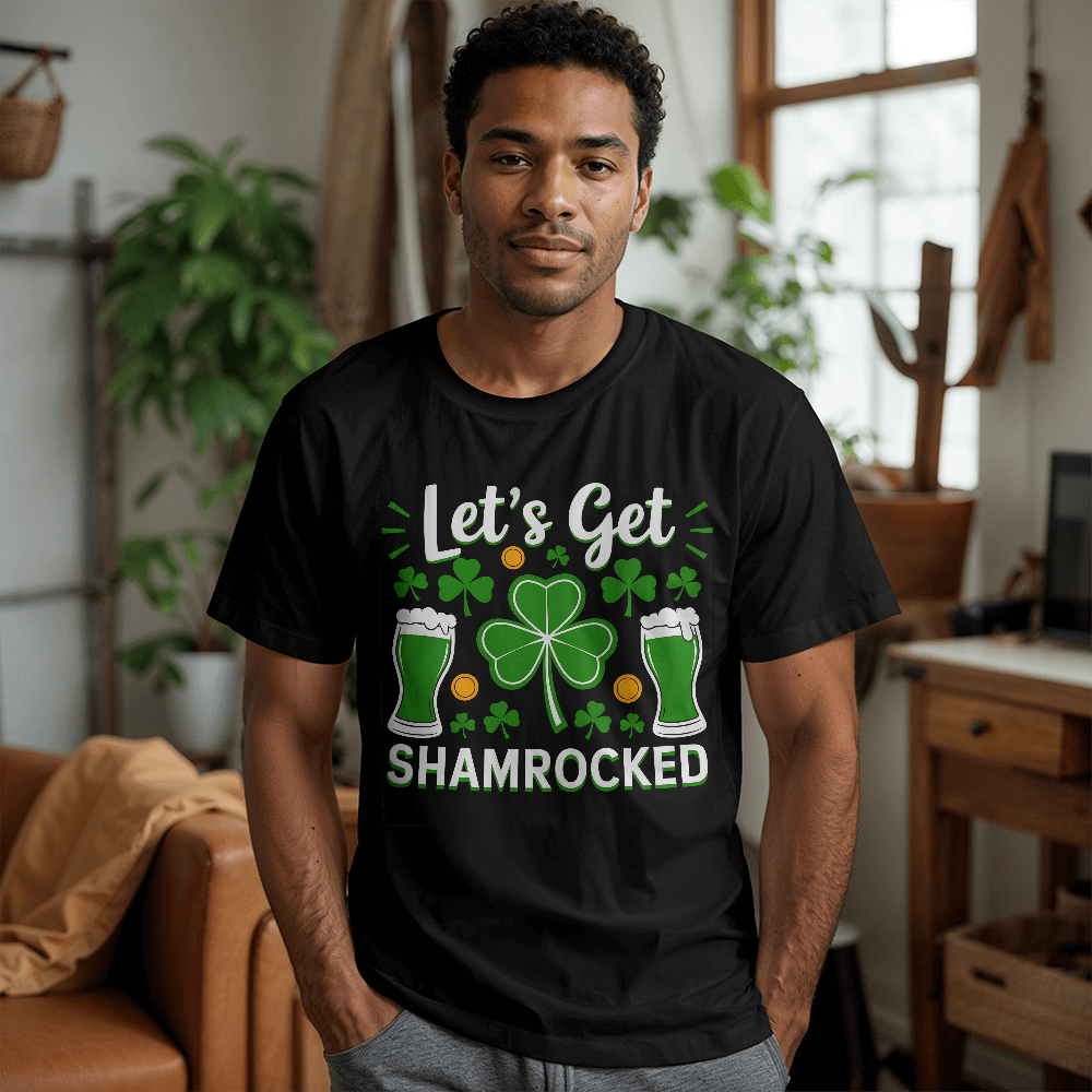 Let's Get Shamrocked T-Shirt Funny St. Patrick's Day Beer Tee Irish Drinking Party Shirt Unisex Bella+Canvas 3001