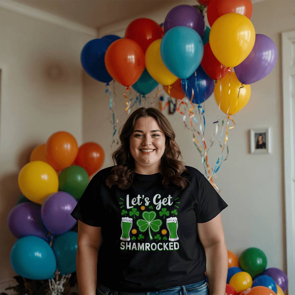 Let's Get Shamrocked T-Shirt Funny St. Patrick's Day Beer Tee Irish Drinking Party Shirt Unisex Bella+Canvas 3001