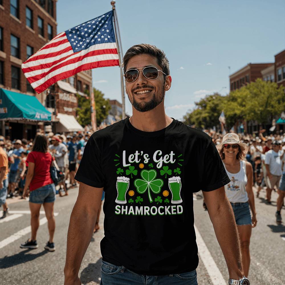 Let's Get Shamrocked T-Shirt Funny St. Patrick's Day Beer Tee Irish Drinking Party Shirt Unisex Bella+Canvas 3001