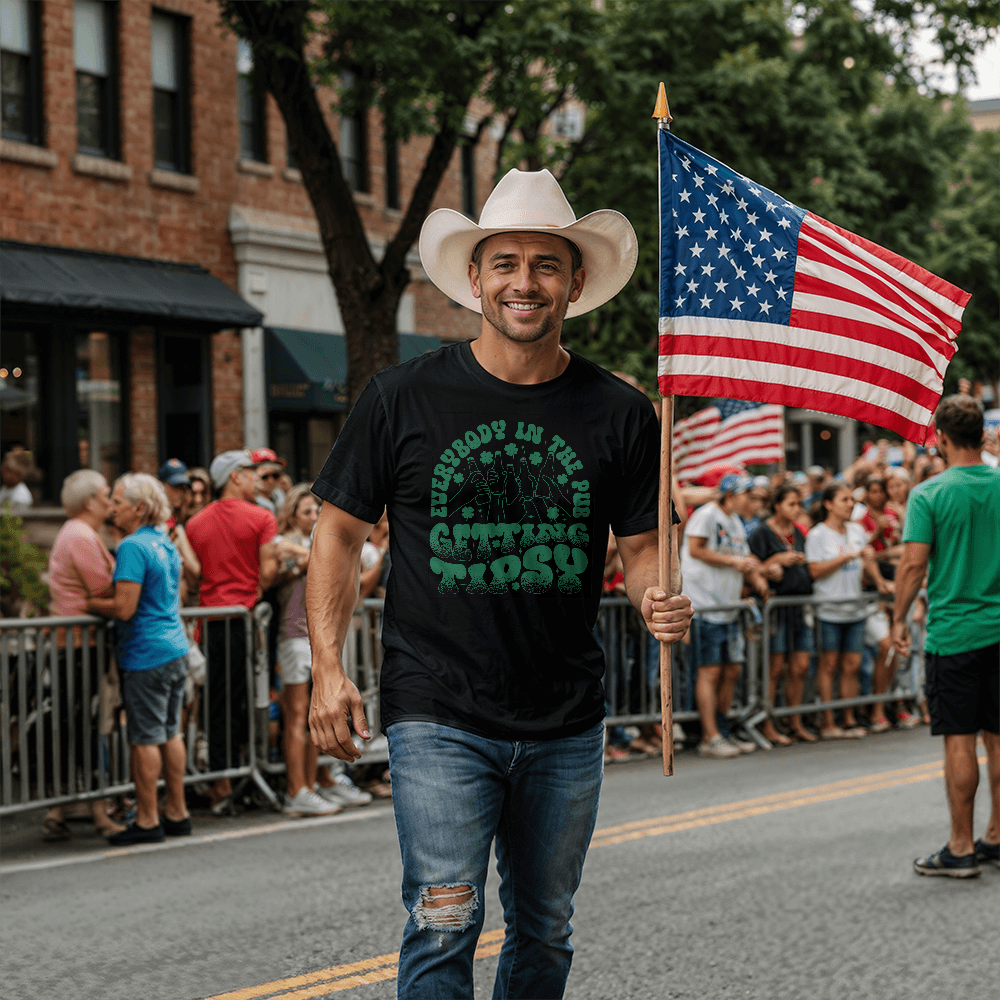 Everybody in the Pub Getting Tipsy T-Shirt Funny St. Patrick's Day Beer Tee Irish Drinking Party Shirt Unisex Bella+Canvas 3001