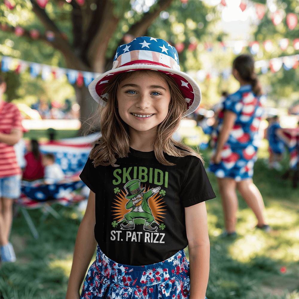 Skibidi St. Pat Rizz Youth T-Shirt Funny St. Patrick's Day Tee Dabbing Leprechaun Kids Irish Shirt Gift