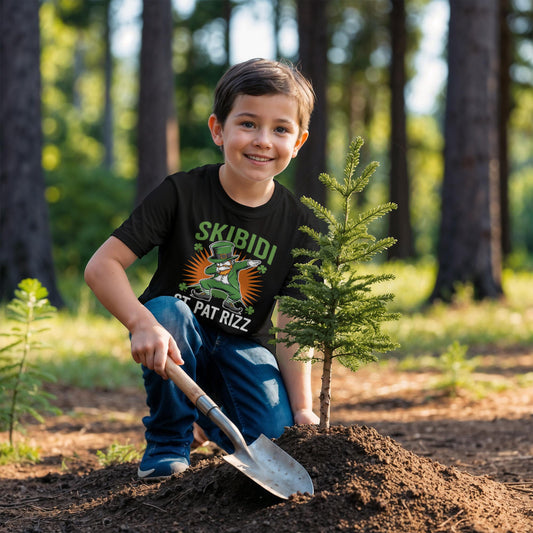 Skibidi St. Pat Rizz Youth T-Shirt Funny St. Patrick's Day Tee Dabbing Leprechaun Kids Irish Shirt Gift