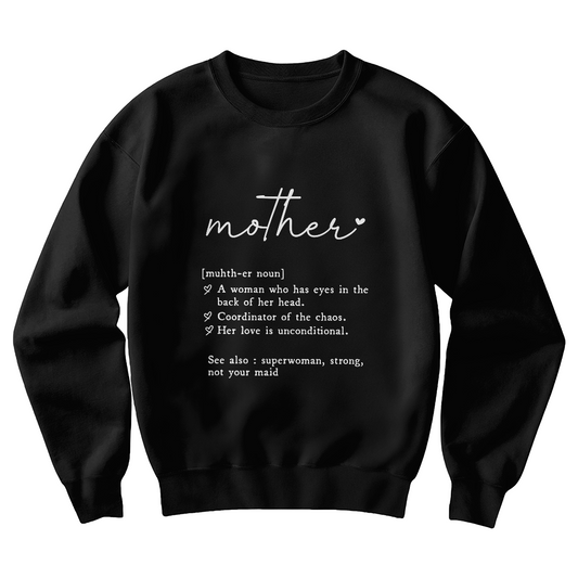 Mother Definition Sweatshirt, Gift for Mom, Black Gildan 18000 Crewneck, Mother's Day Pullover