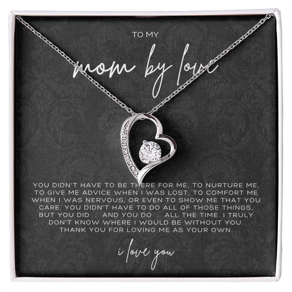 Forever Love Heart Necklace – Meaningful Gift for Mom by Love, Sentimental Jewelry from Stepson or Stepdaughter, Thank You for Loving Me as Your Own