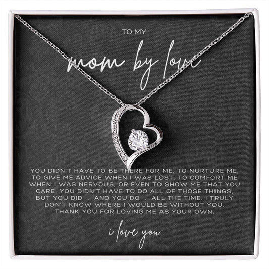 Forever Love Heart Necklace – Meaningful Gift for Mom by Love, Sentimental Jewelry from Stepson or Stepdaughter, Thank You for Loving Me as Your Own