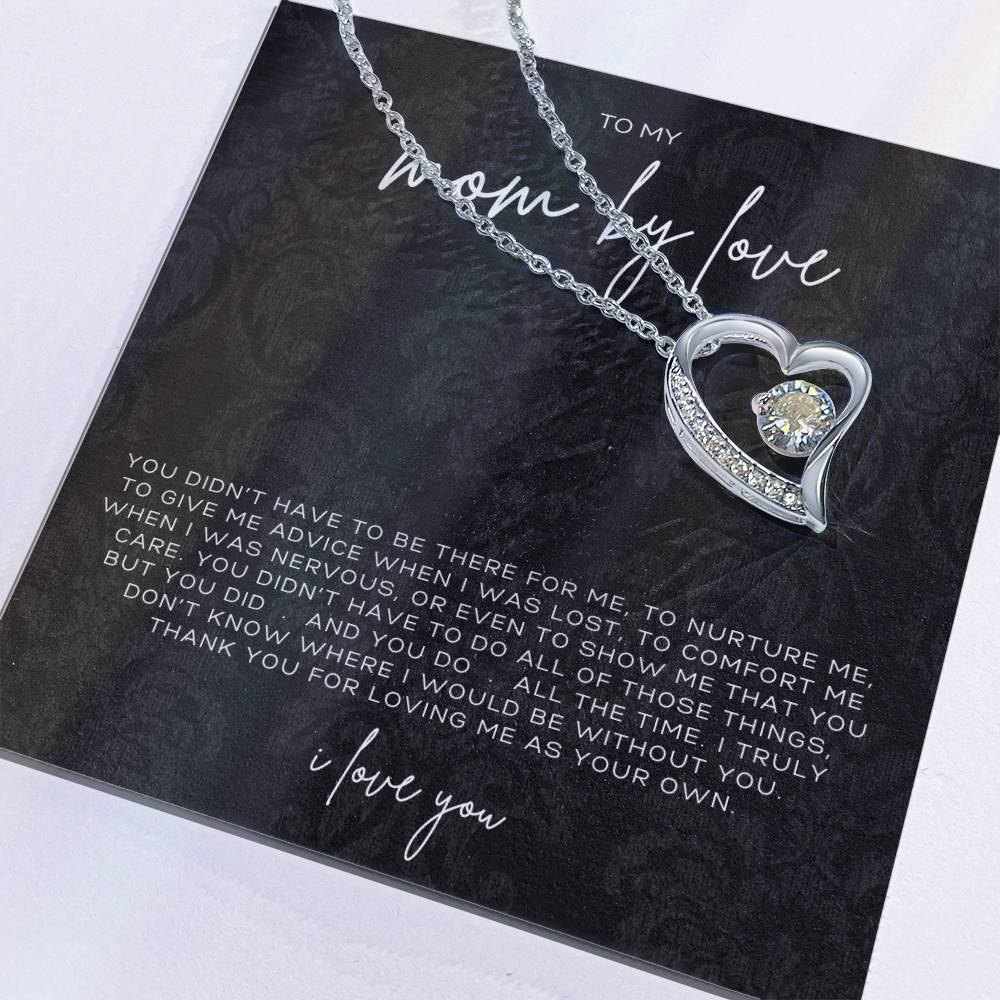 Forever Love Heart Necklace – Meaningful Gift for Mom by Love, Sentimental Jewelry from Stepson or Stepdaughter, Thank You for Loving Me as Your Own