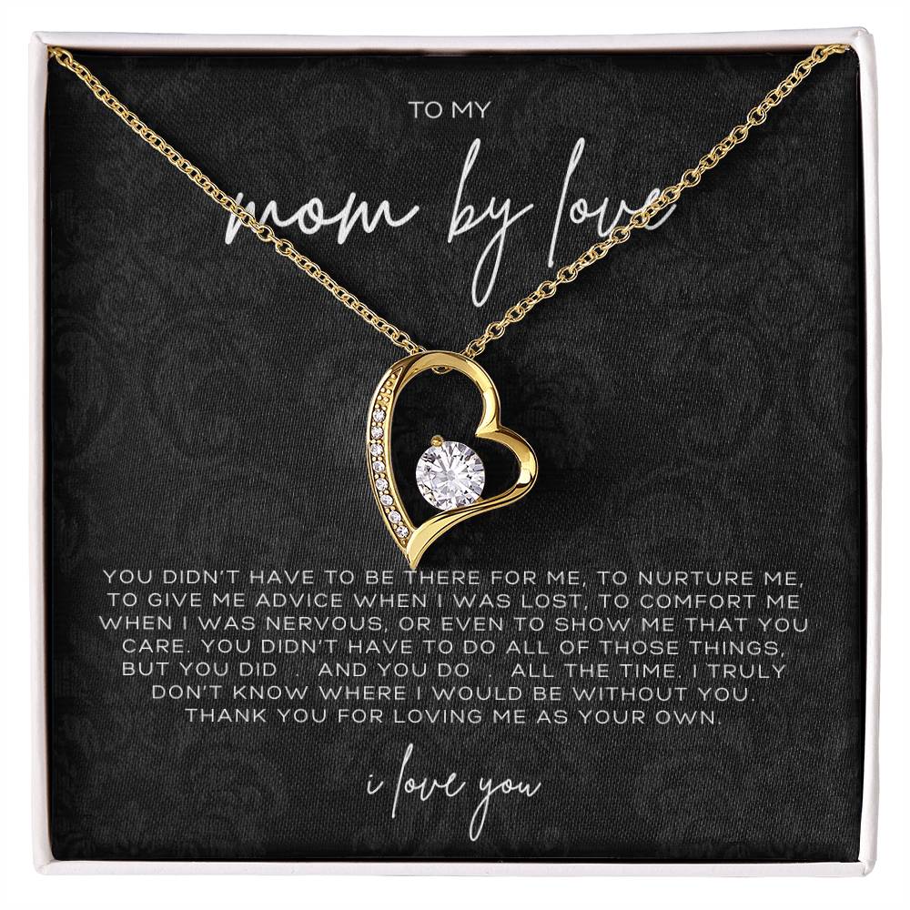 Forever Love Heart Necklace – Meaningful Gift for Mom by Love, Sentimental Jewelry from Stepson or Stepdaughter, Thank You for Loving Me as Your Own