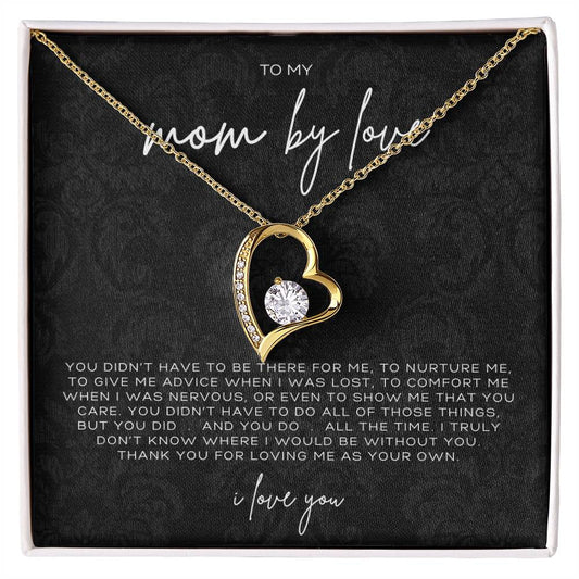 Forever Love Heart Necklace – Meaningful Gift for Mom by Love, Sentimental Jewelry from Stepson or Stepdaughter, Thank You for Loving Me as Your Own