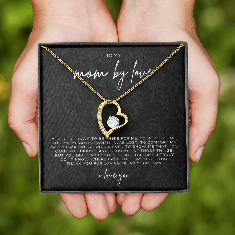 Forever Love Heart Necklace – Meaningful Gift for Mom by Love, Sentimental Jewelry from Stepson or Stepdaughter, Thank You for Loving Me as Your Own