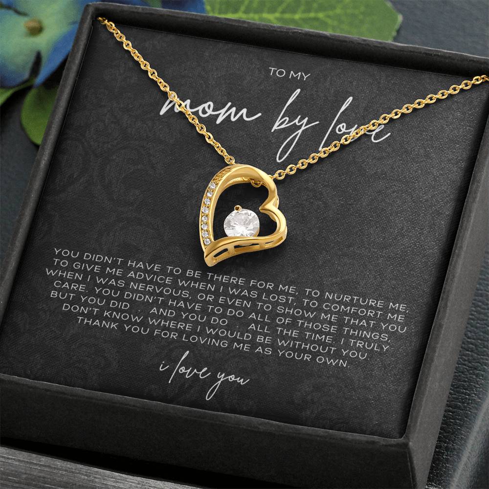Forever Love Heart Necklace – Meaningful Gift for Mom by Love, Sentimental Jewelry from Stepson or Stepdaughter, Thank You for Loving Me as Your Own